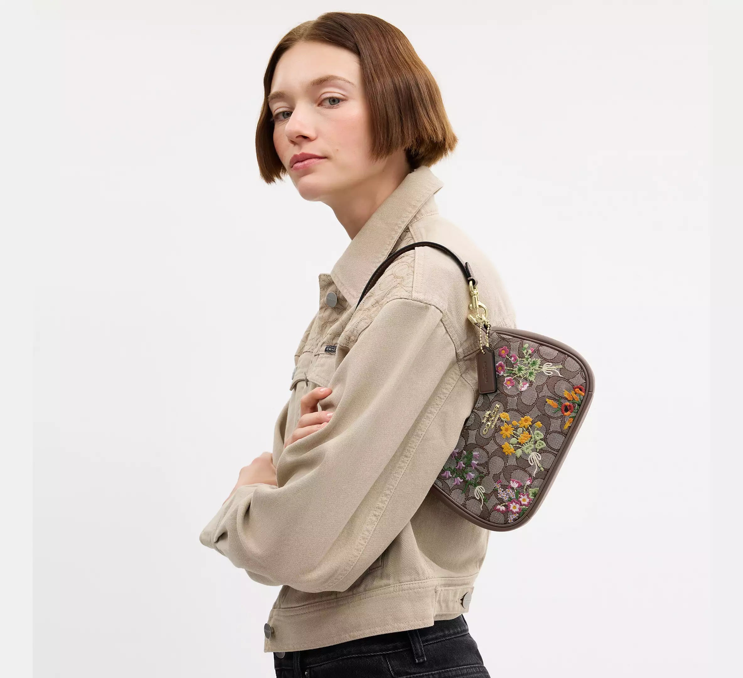 Coach Teri Mini Crossbody Bag In Signature Jacquard With Floral