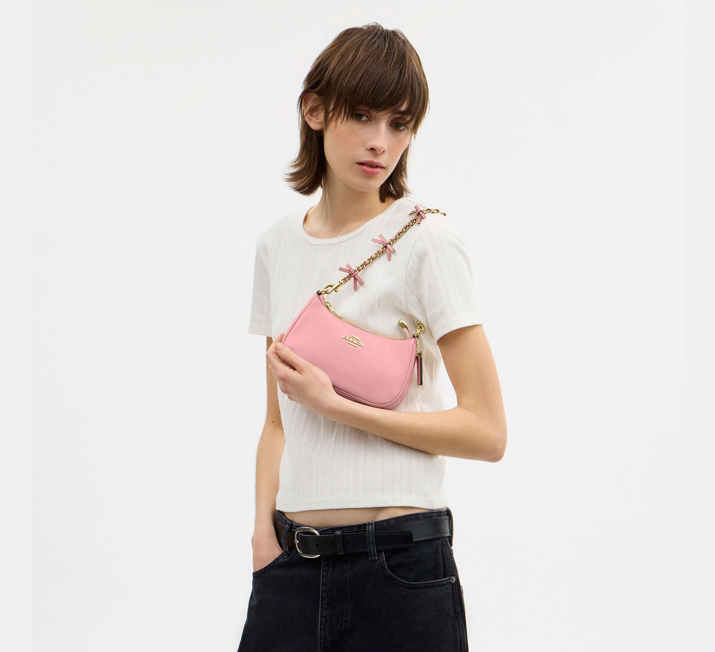 Coach Teri Mini Crossbody Bag With Bows  -  Gold/Soft Pink