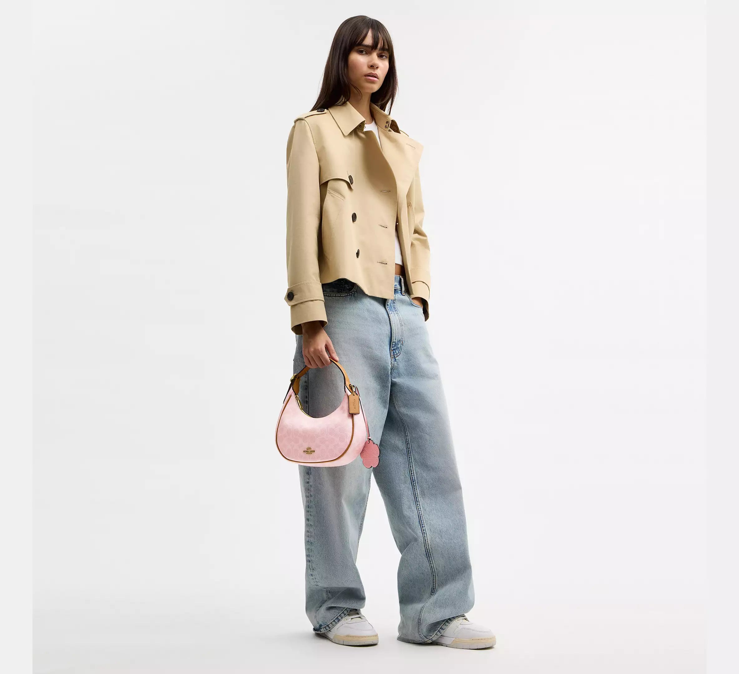 Coach Emily Shoulder Bag In Signature With Charms - Gold/Powder