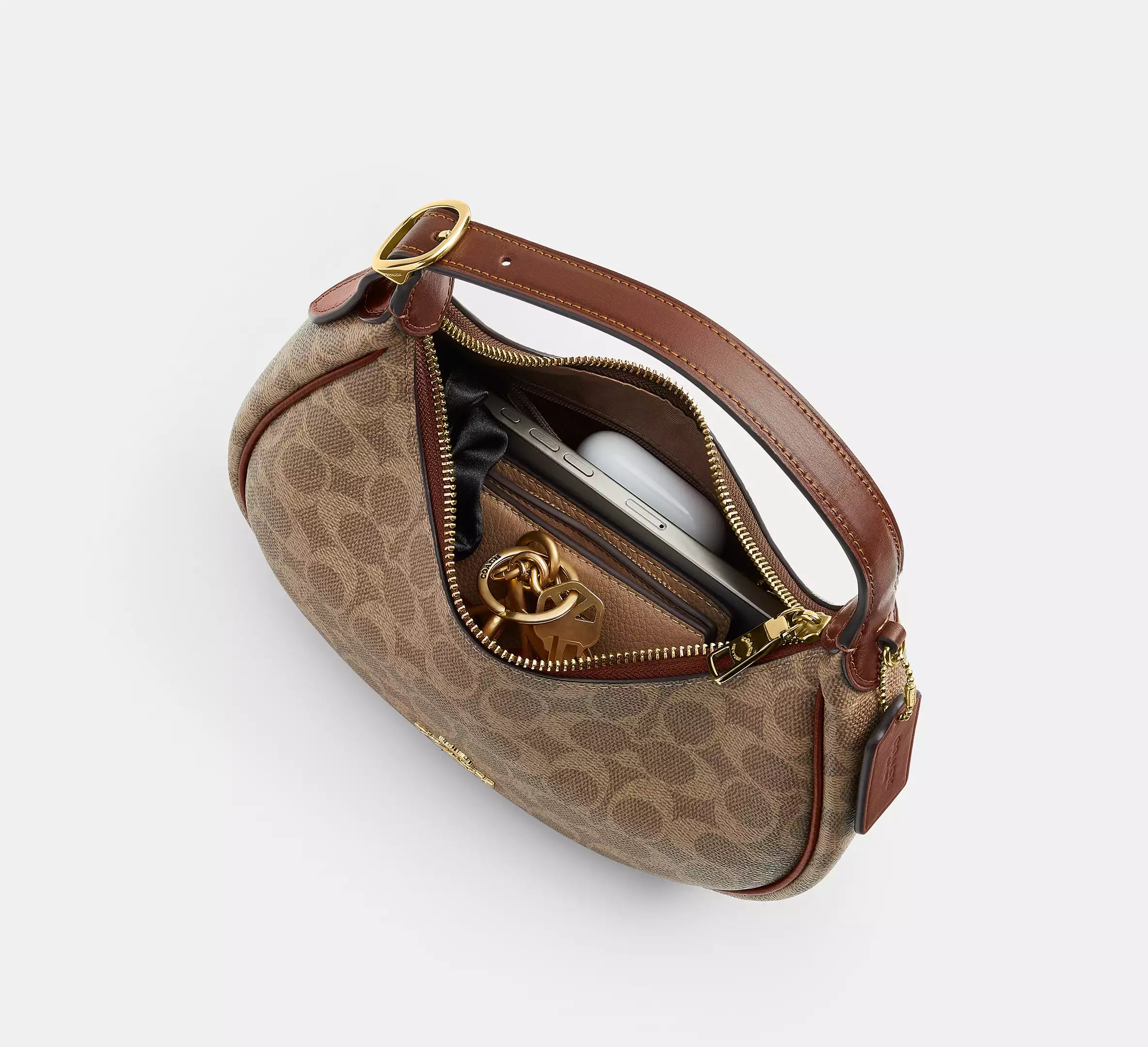 Coach Emily Shoulder Bag In Signature - Gold/Tan/Brown – Kanadadan