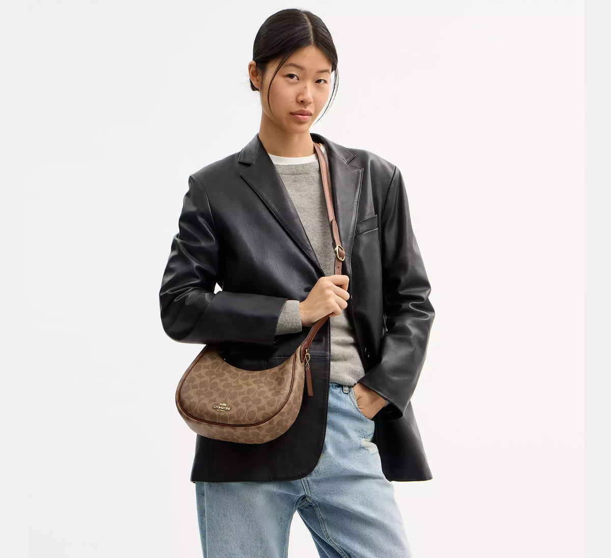 Coach Emily Shoulder Bag In Signature - Gold/Tan/Brown - Hemen Teslimde