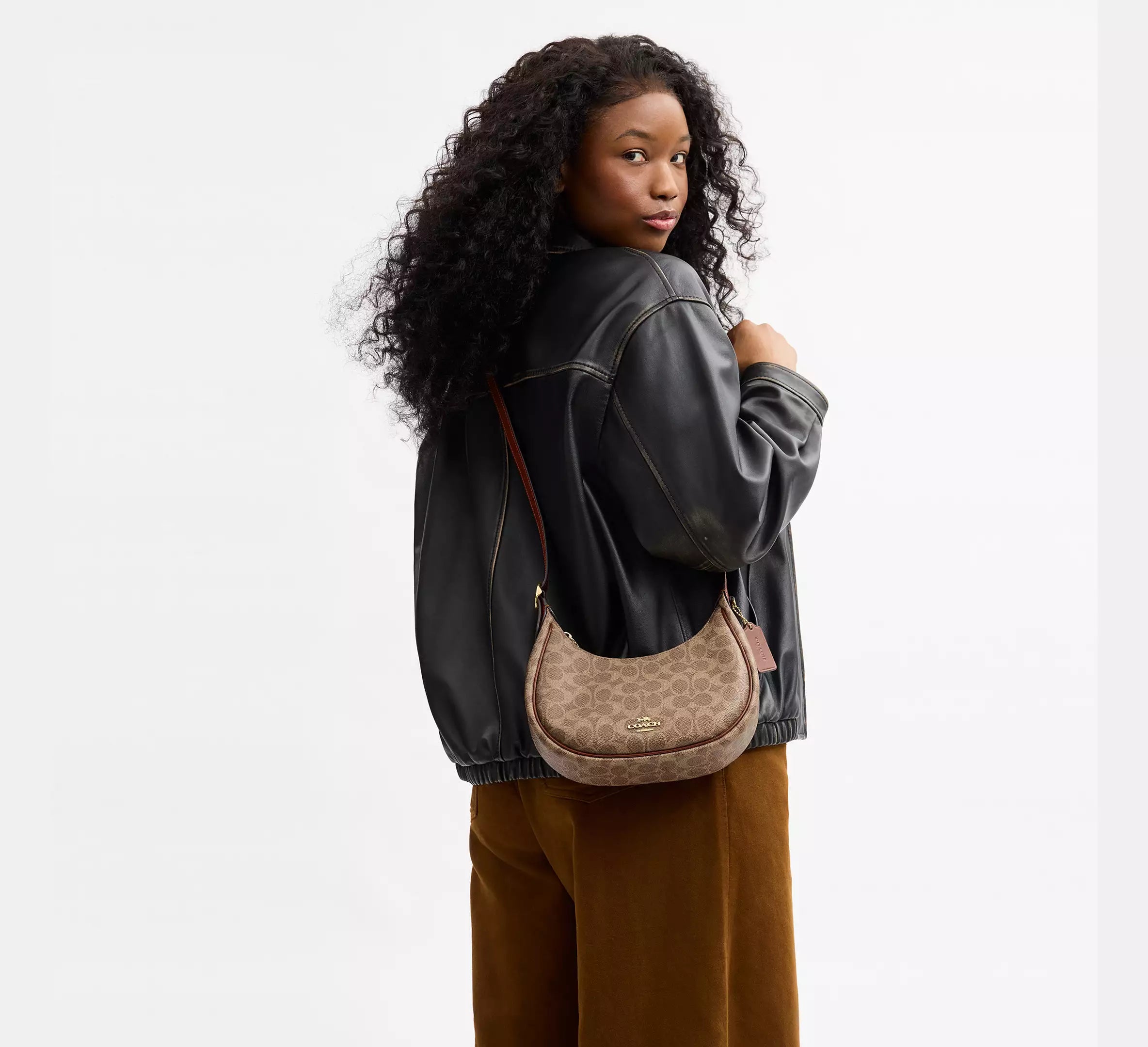 Coach Emily Shoulder Bag In Signature - Gold/Tan/Brown – Kanadadan