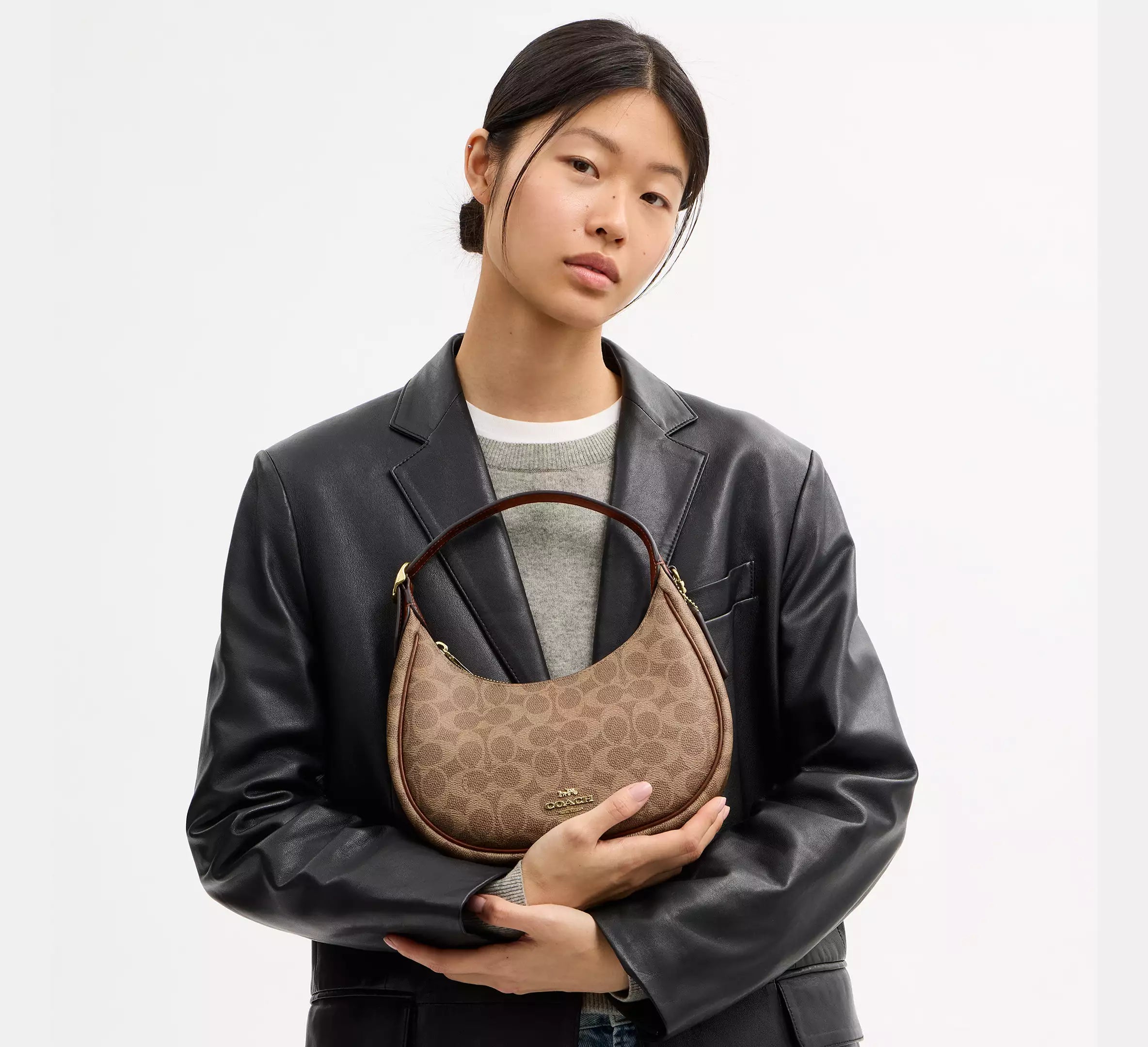 Coach Emily Shoulder Bag In Signature - Gold/Tan/Brown – Kanadadan