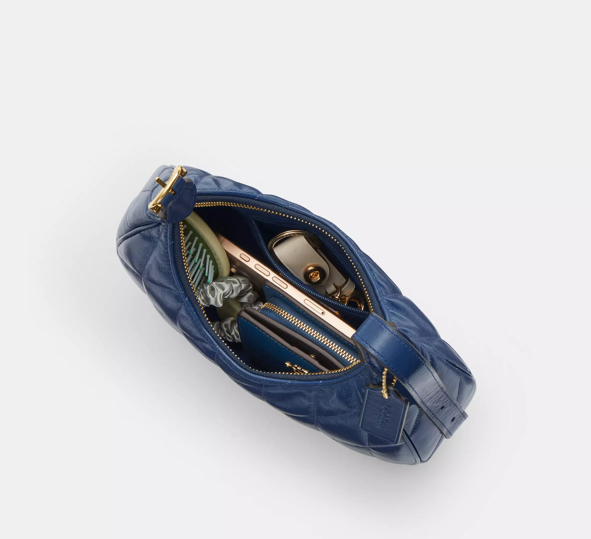 Coach Emily Shoulder Bag With Quilting   -  Gold/Deep Blue