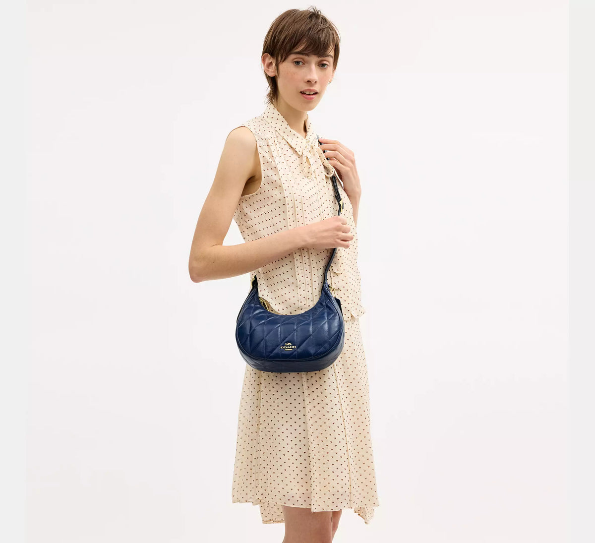 Coach Emily Shoulder Bag With Quilting   -  Gold/Deep Blue