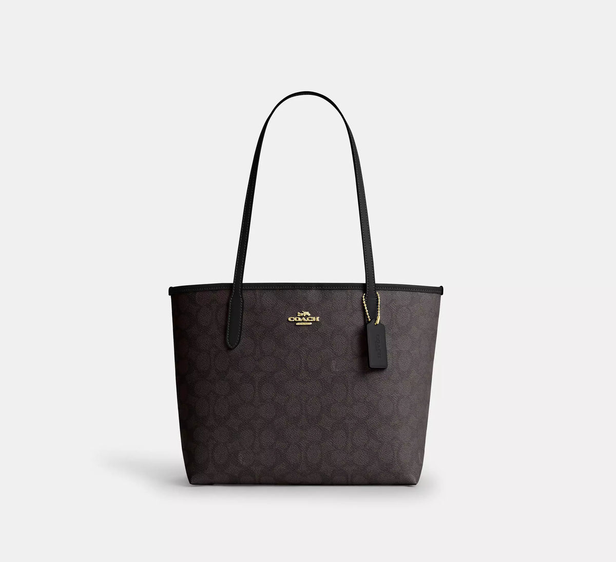 Coach  Medium City Tote Bag In Signature  -  Gold/Walnut/Black- Hemen Teslimde