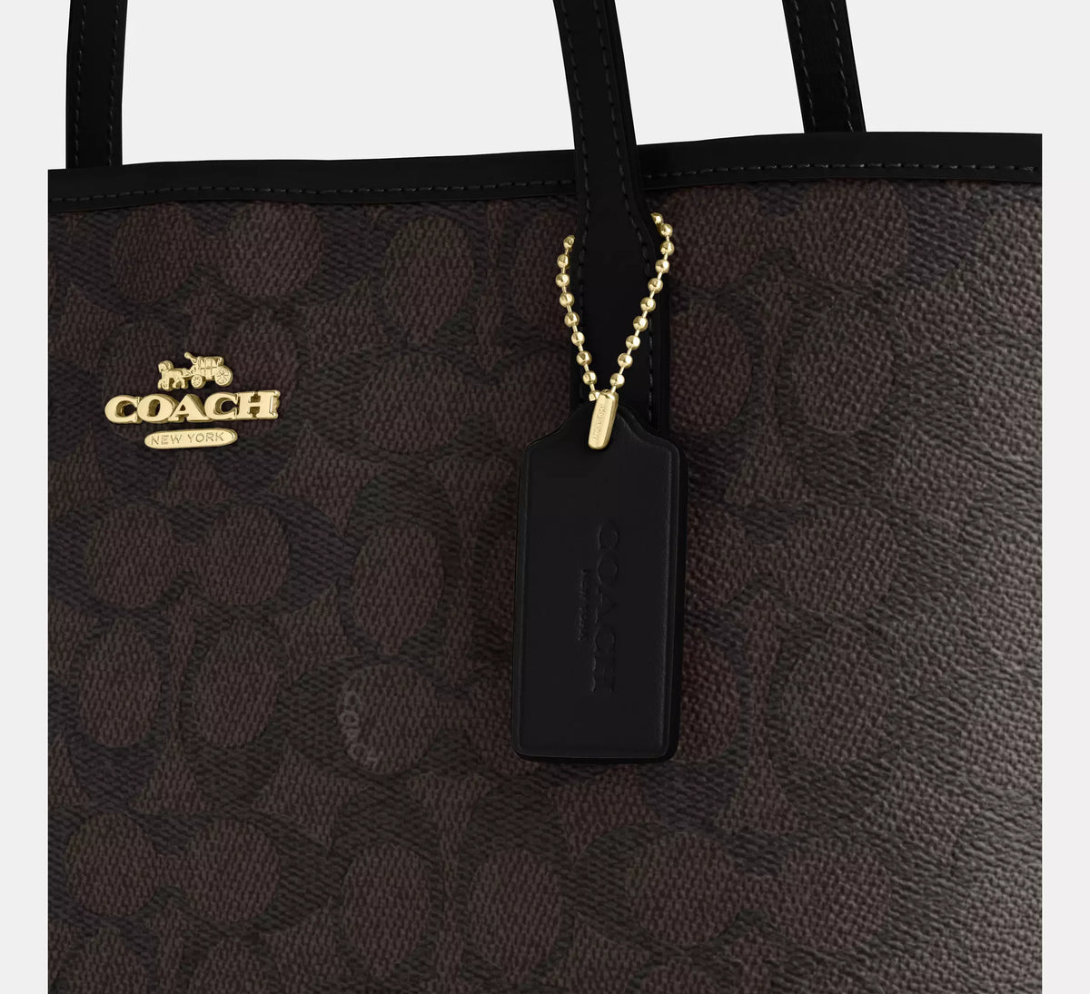 Coach  Medium City Tote Bag In Signature  -  Gold/Walnut/Black- Hemen Teslimde