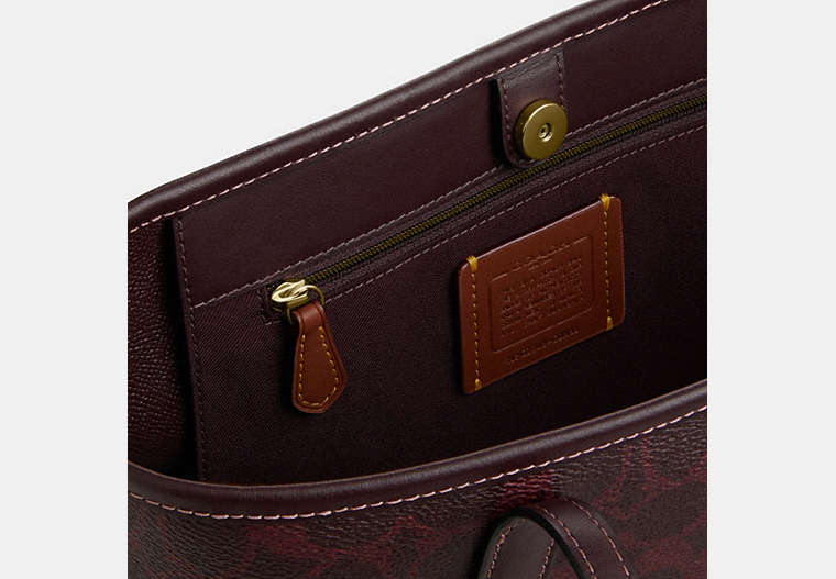 Coach  Medium City Tote Bag In Signature  - Sgnature canvas/Gold/Black Currant