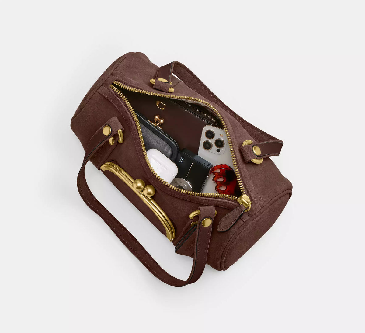 Coach Kisslock Barrel Bag -  Brass/Dark Chocolate