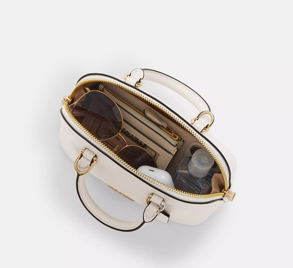Coach Lara Mini Satchel Bag  -  Gold/Chalk