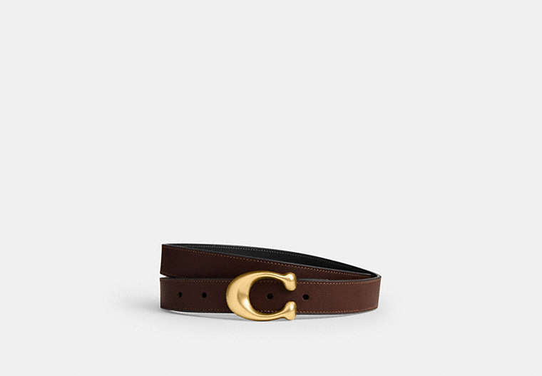 Coach Sculpted C Buckle Reversible Belt, 25 Mm-Brass/Maple Black