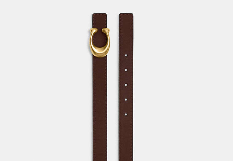 Coach Sculpted C Buckle Reversible Belt, 25 Mm-Brass/Maple Black
