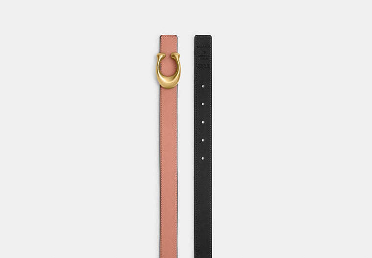 Coach Sculpted C Buckle Reversible Belt, 25 Mm-Brass/Melon Black