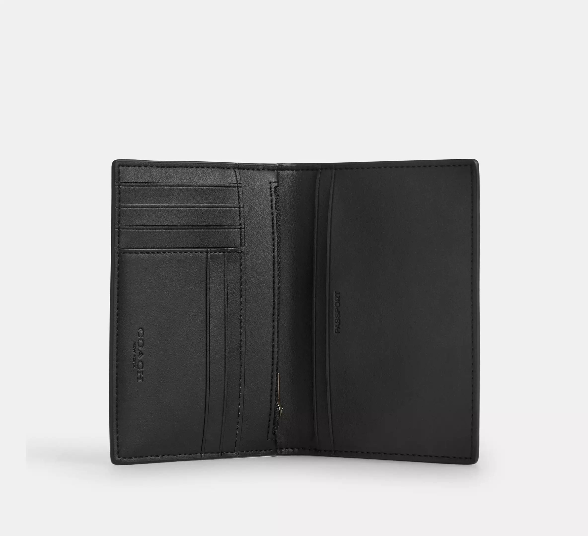 Coach Passport Card Case In Signature Canvas With Stripes  - Gunmetal/Black/Grey