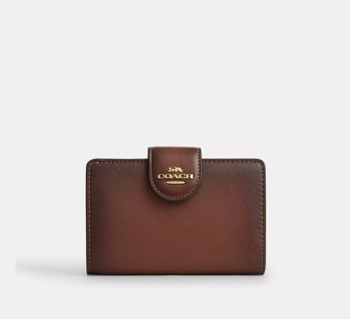 Coach Medium Corner Zip Wallet - Gold/Redwood