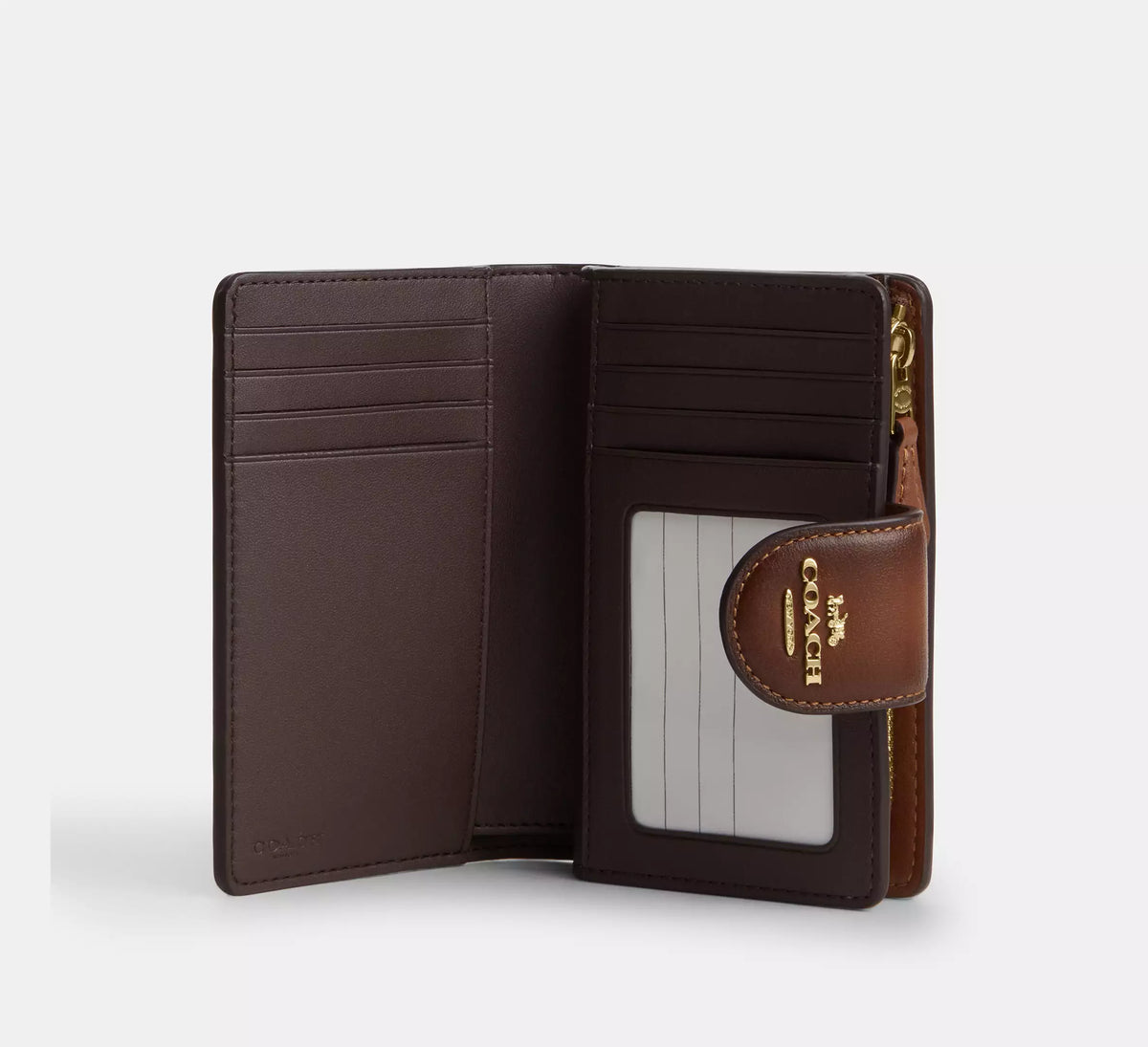 Coach Medium Corner Zip Wallet - Gold/Redwood