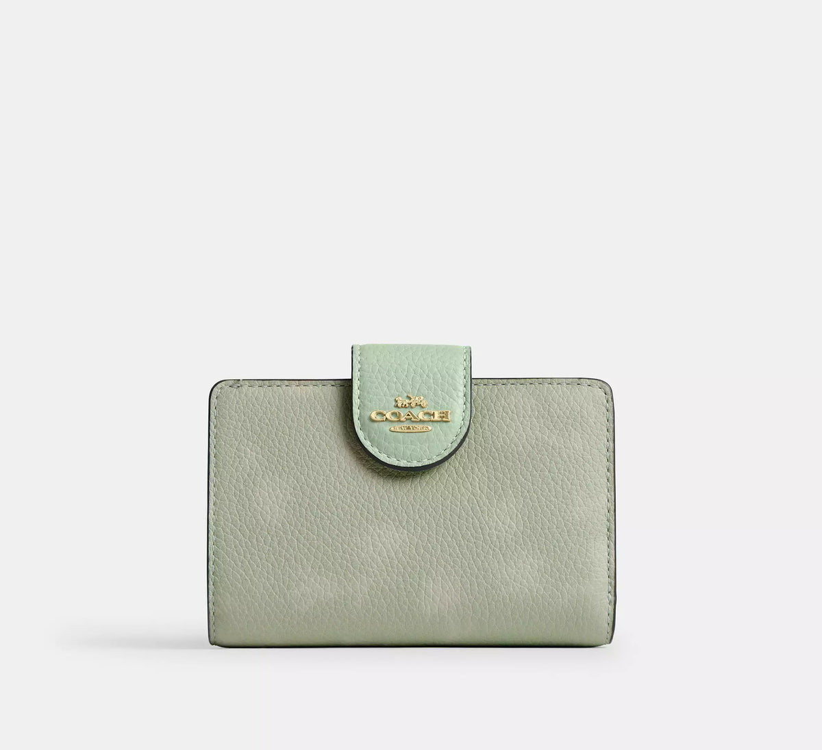 Coach Medium Corner Zip Wallet With Floral Print  -  Gold/Pale Green