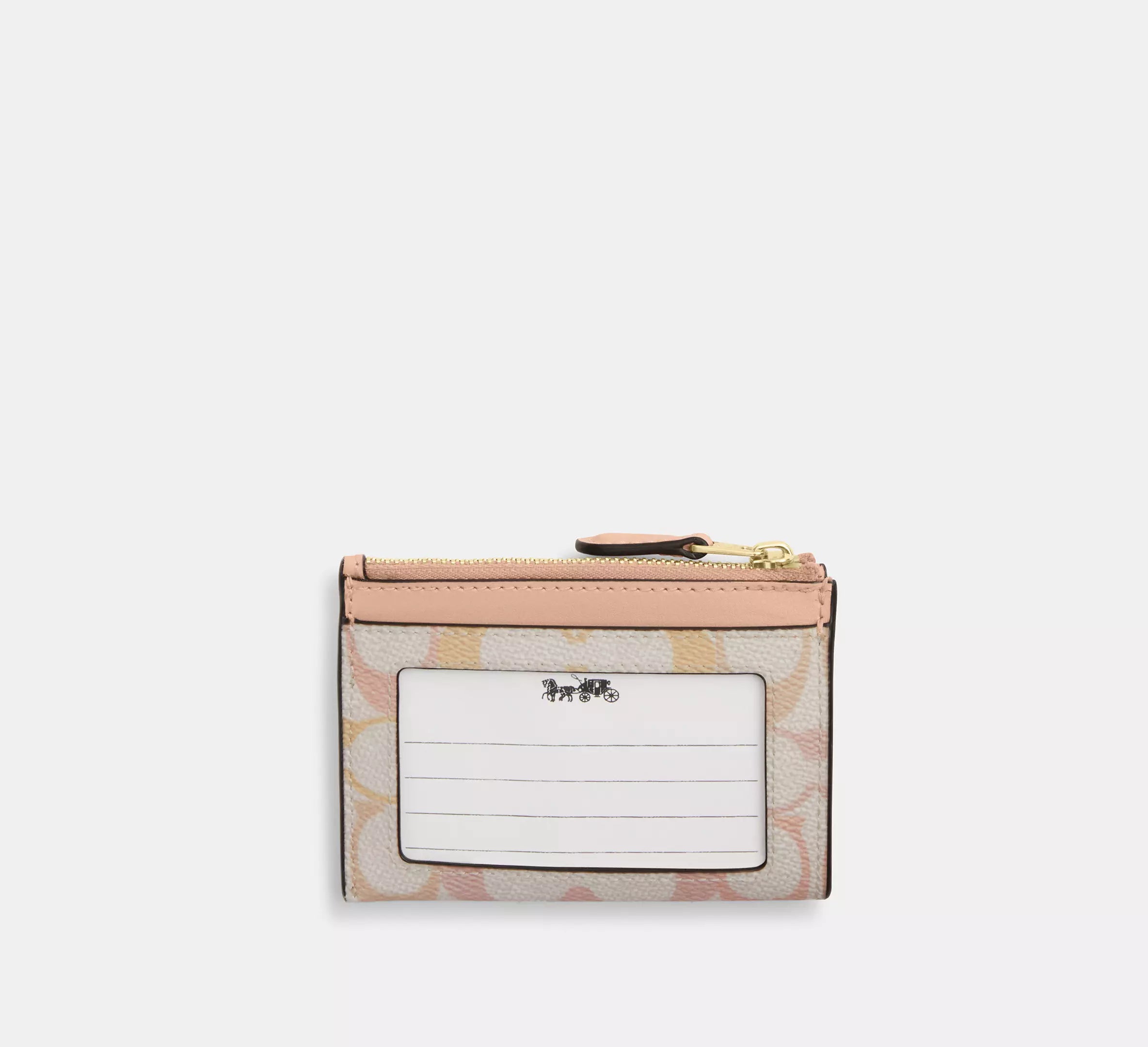 Coach Mini Skinny Id Case In Signature  -  Gold/Chalk/Pink