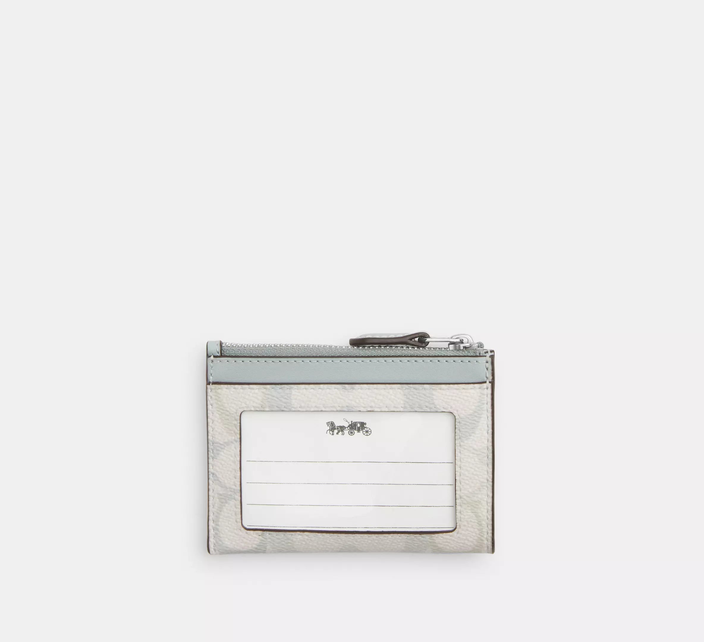 Coach Mini Skinny Id Case In Signature  -  Silver/Chalk/Blue