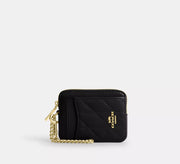 Coach Zip Card Case With Quilting - Gold/Black