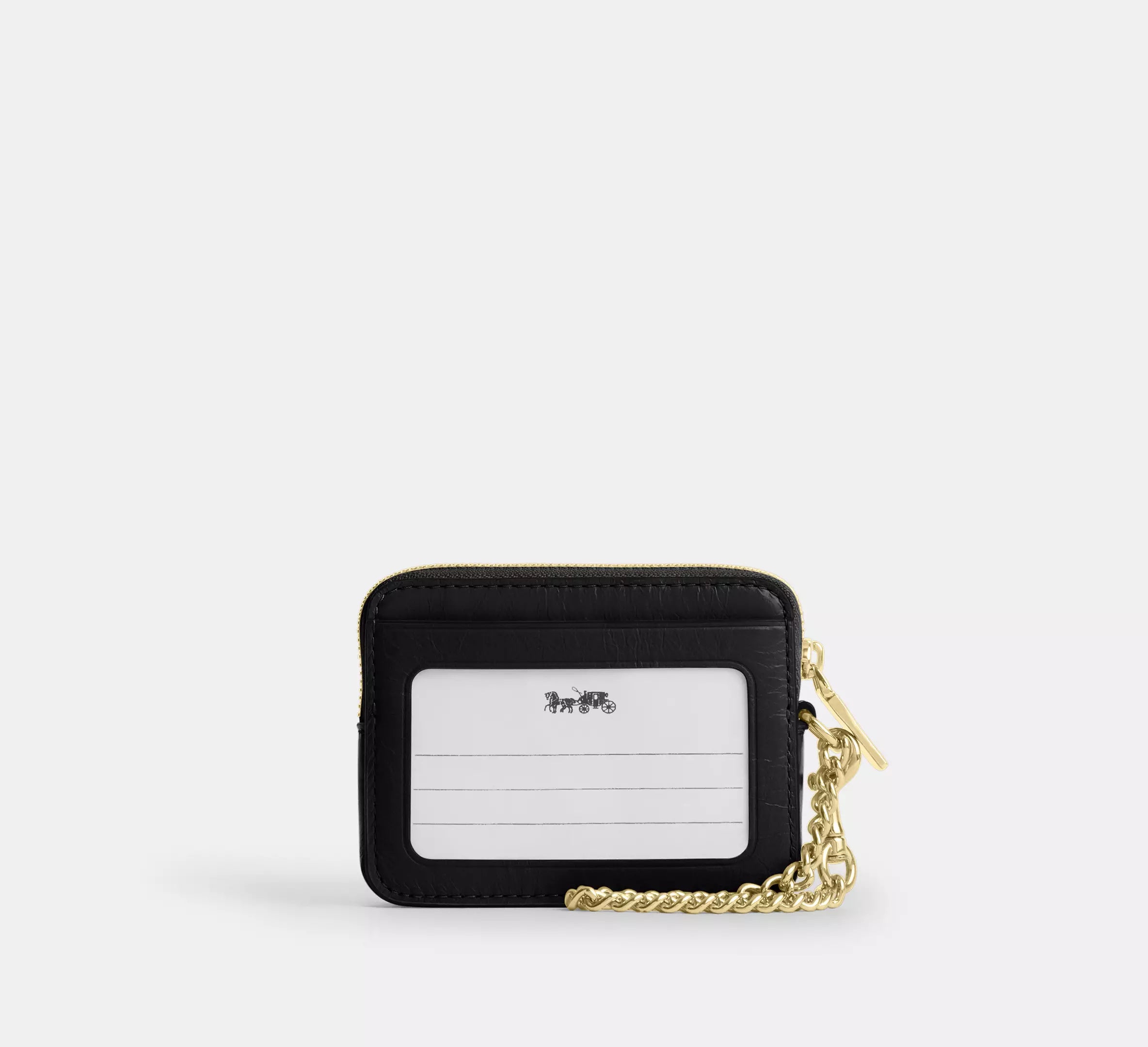Coach Zip Card Case With Quilting - Gold/Black