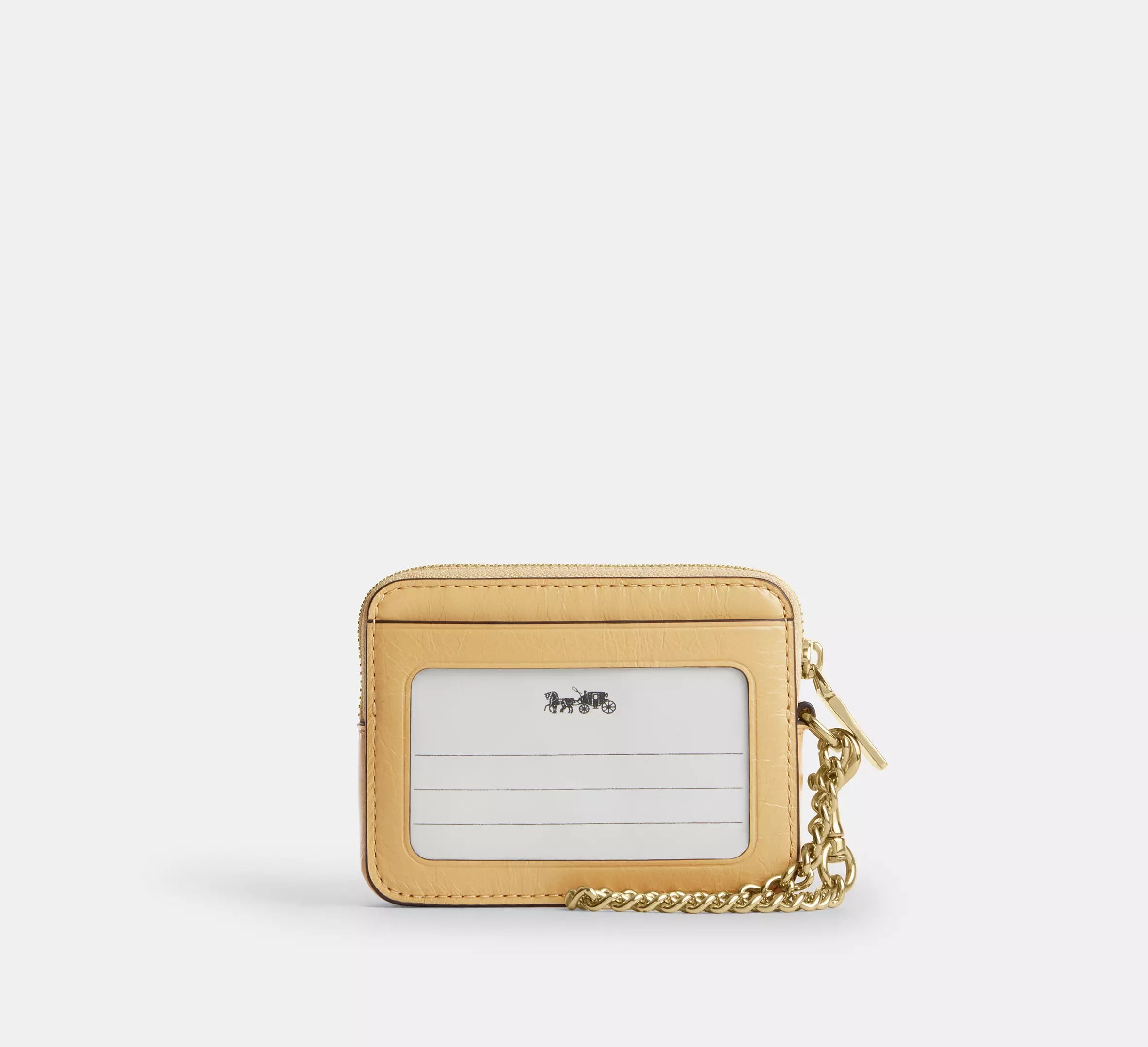 Coach Zip Card Case With Quilting - Gold/Soft Yellow