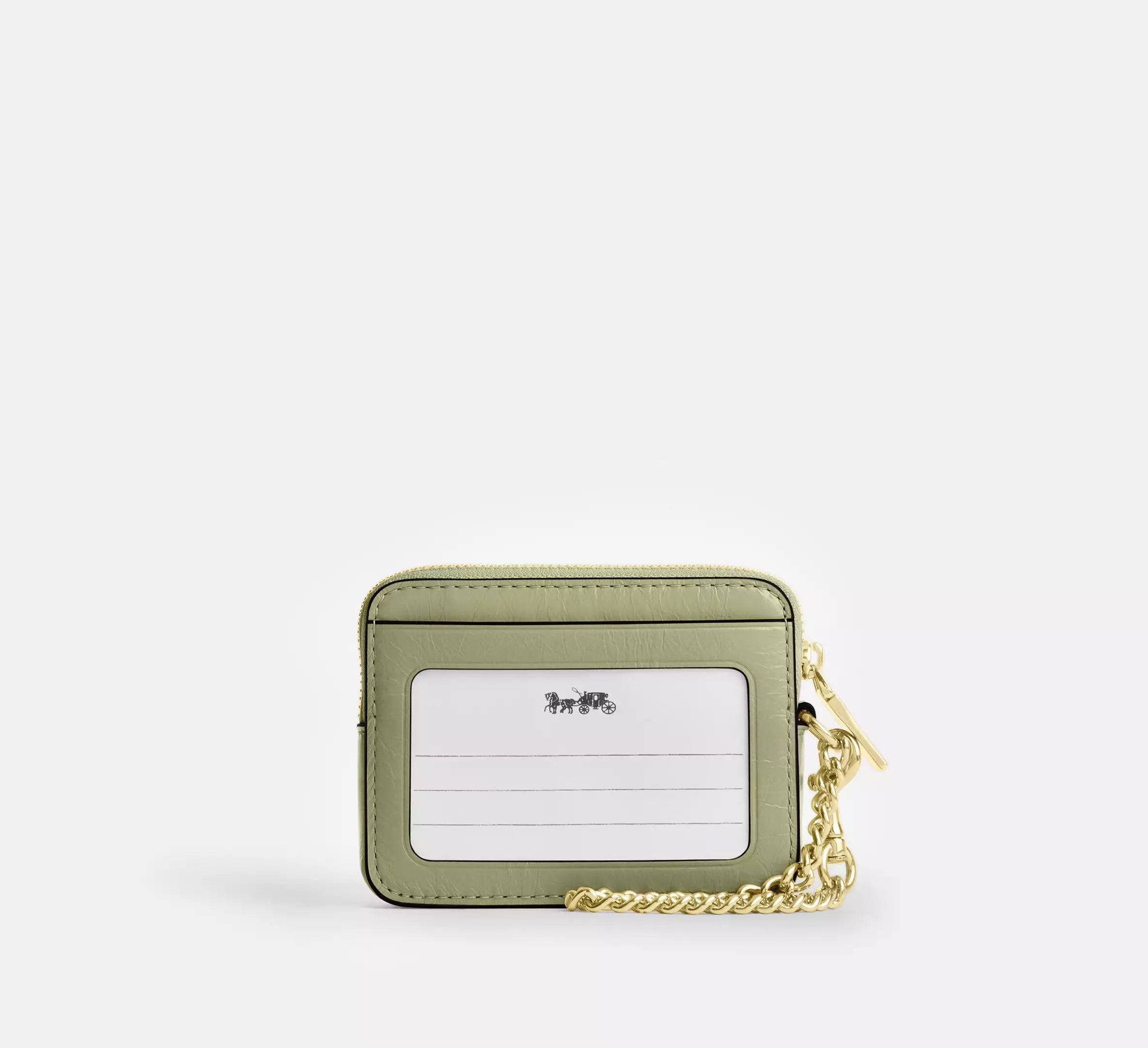 Coach Zip Card Case With Quilting - Gold/Pistachio