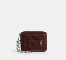 Coach Zip Card Case With Quilting - Silver/Maple