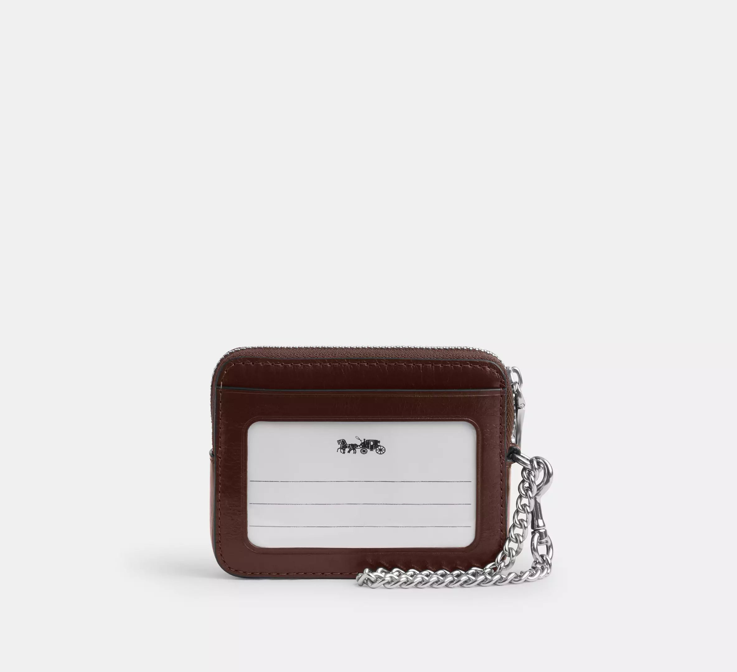 Coach Zip Card Case With Quilting - Silver/Maple