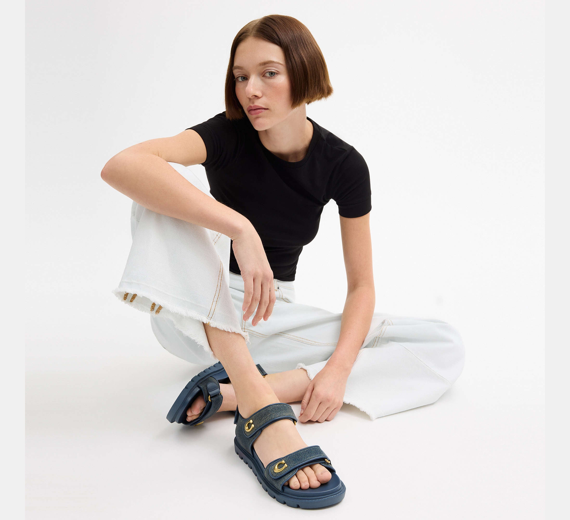 Coach Brynn Sandal In Loved Denim -  Dark Indigo