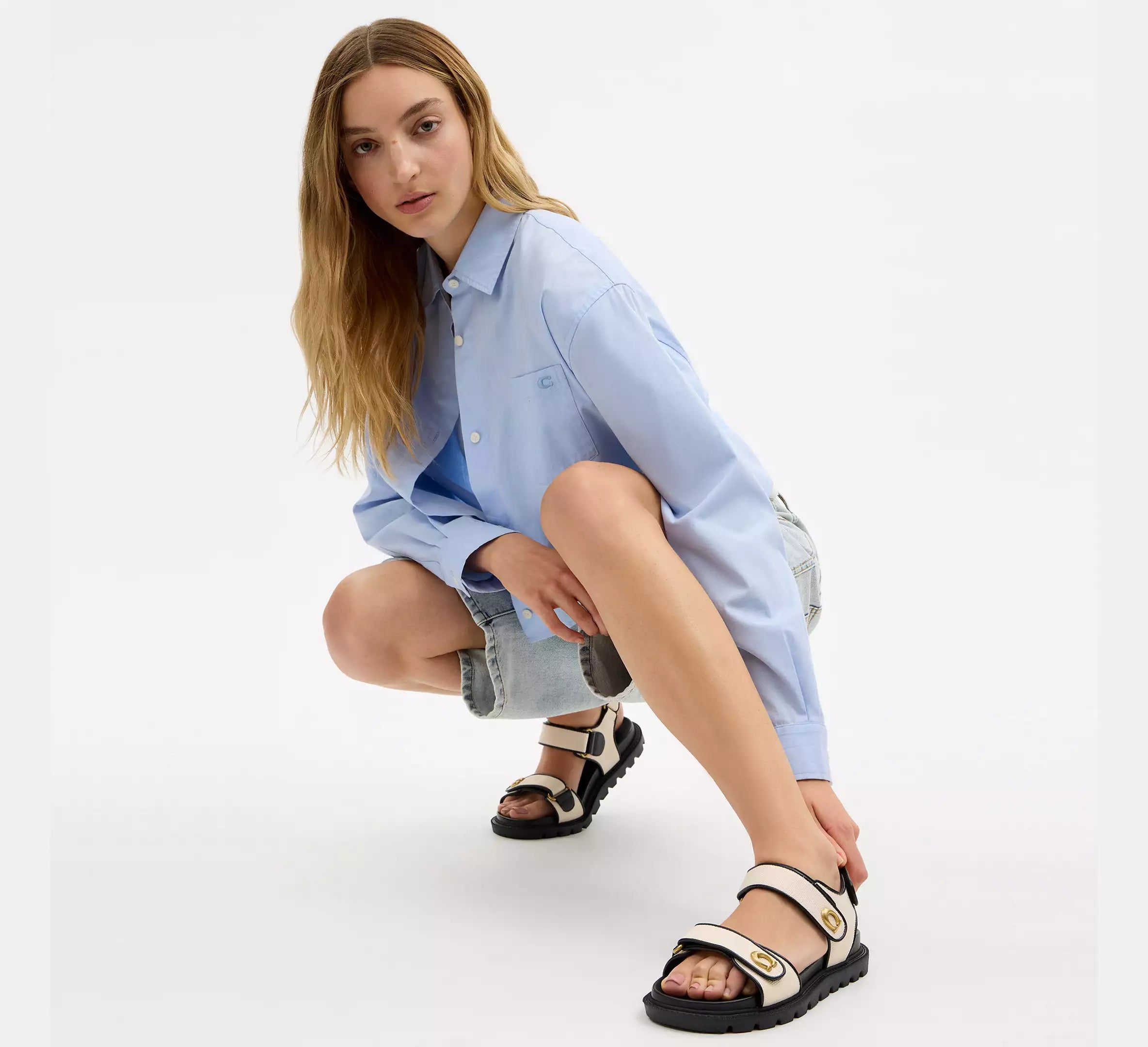 Coach Brynn Sandal  -  Chalk & Black