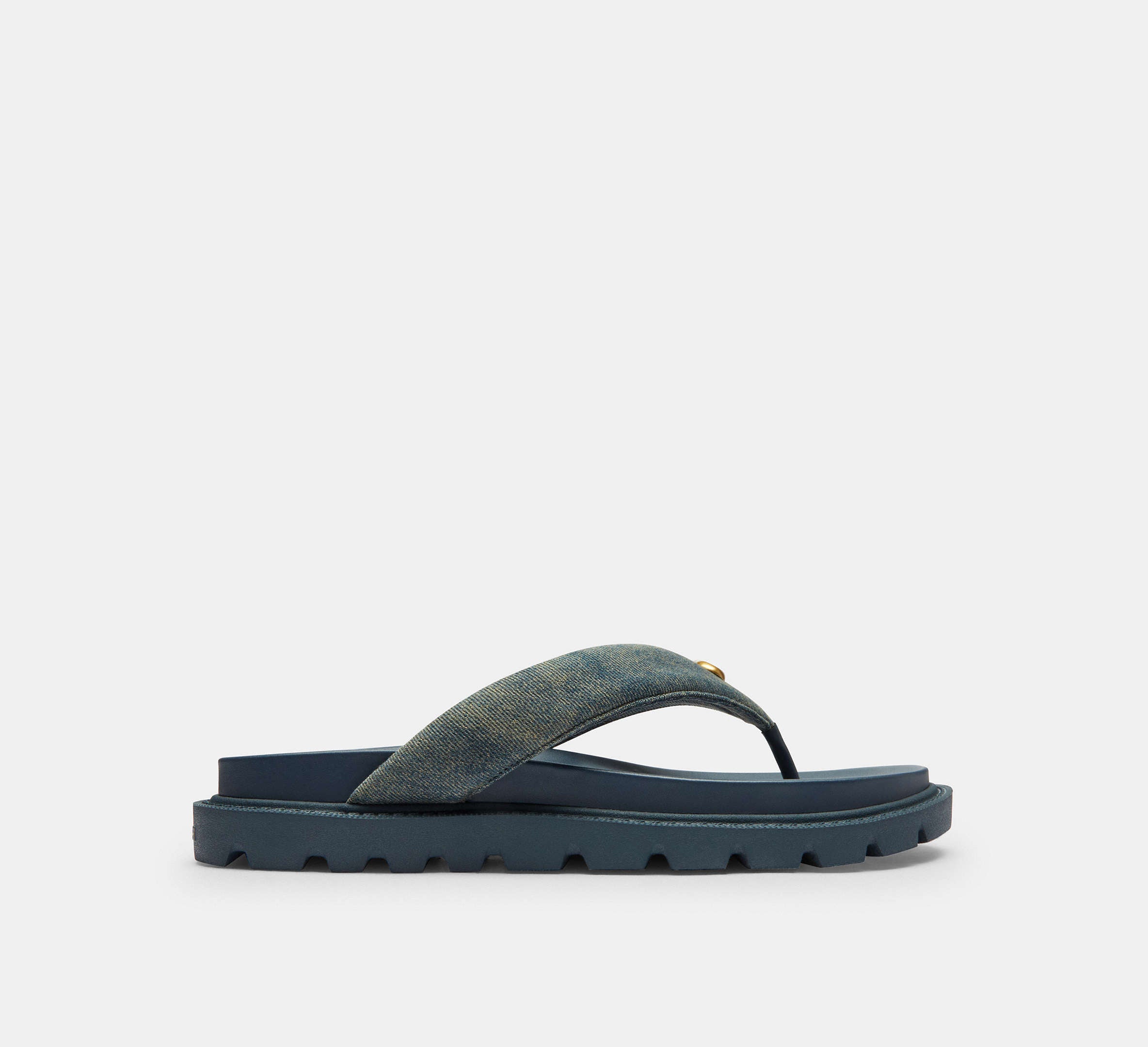 Coach Brynn Thong Sandal In Loved Denim  -  denim/Dark Indigo