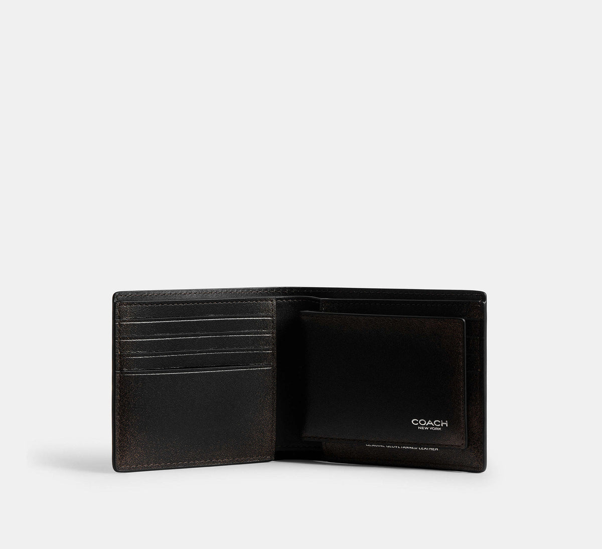 Coach 3-In-1 Wallet In Loved Leather -  Black/Light Tan