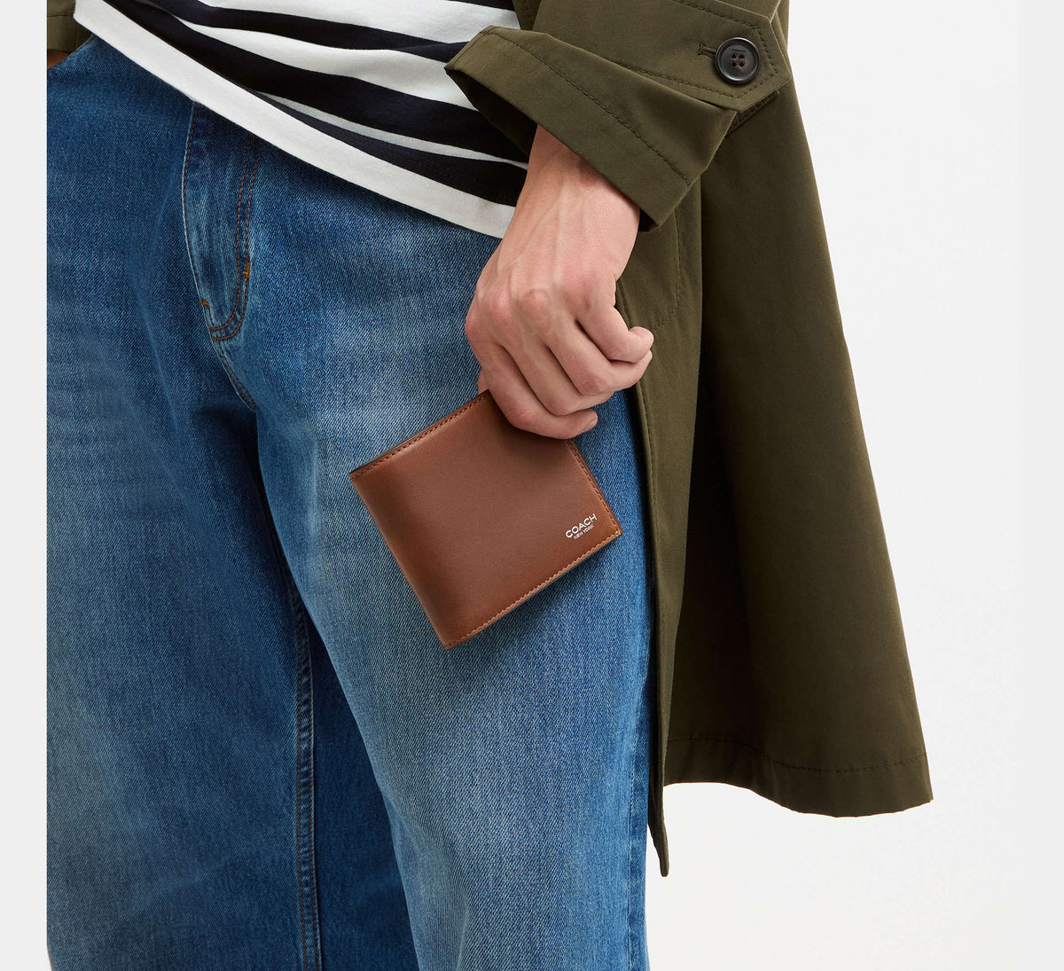 Coach 3-In-1 Wallet In Loved Leather -  Saddle/Burnt Sienna