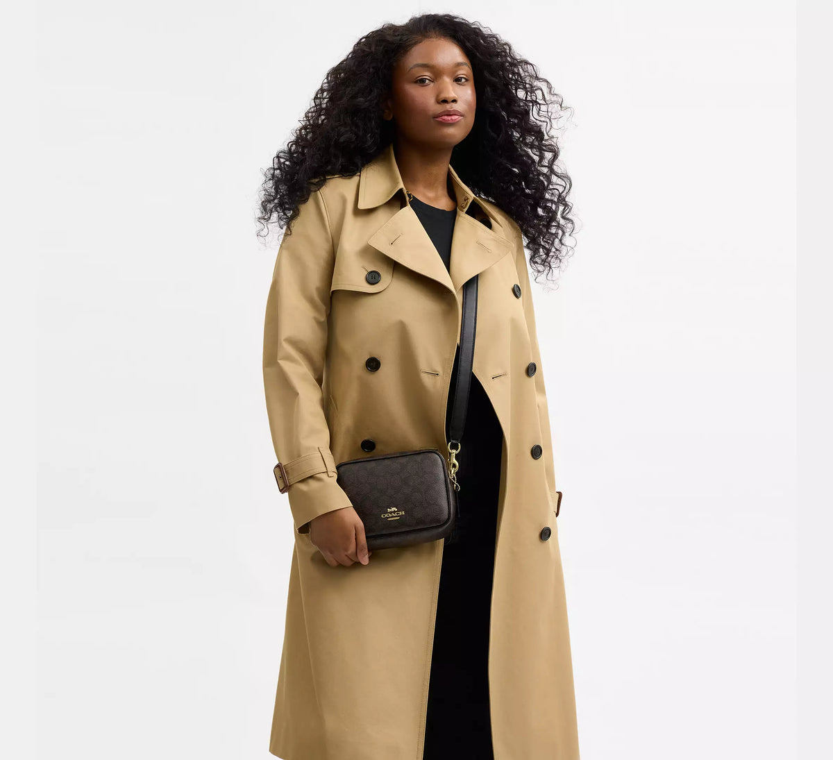 Coach Mini Carey Crossbody Bag In Signature  -  Gold/Walnut/Black