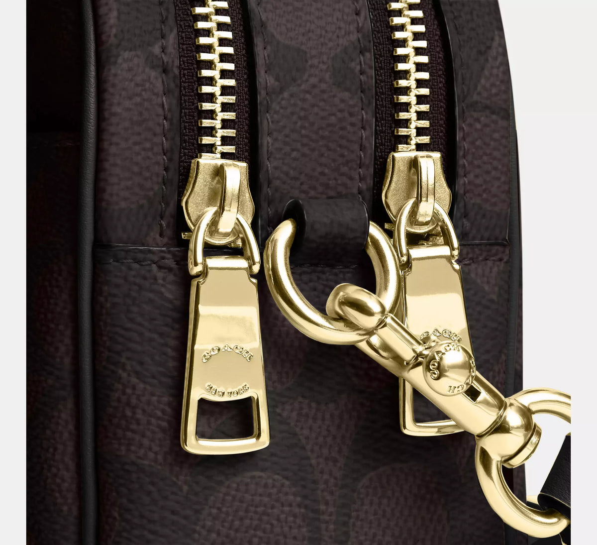 Coach Mini Carey Crossbody Bag In Signature  -  Gold/Walnut/Black