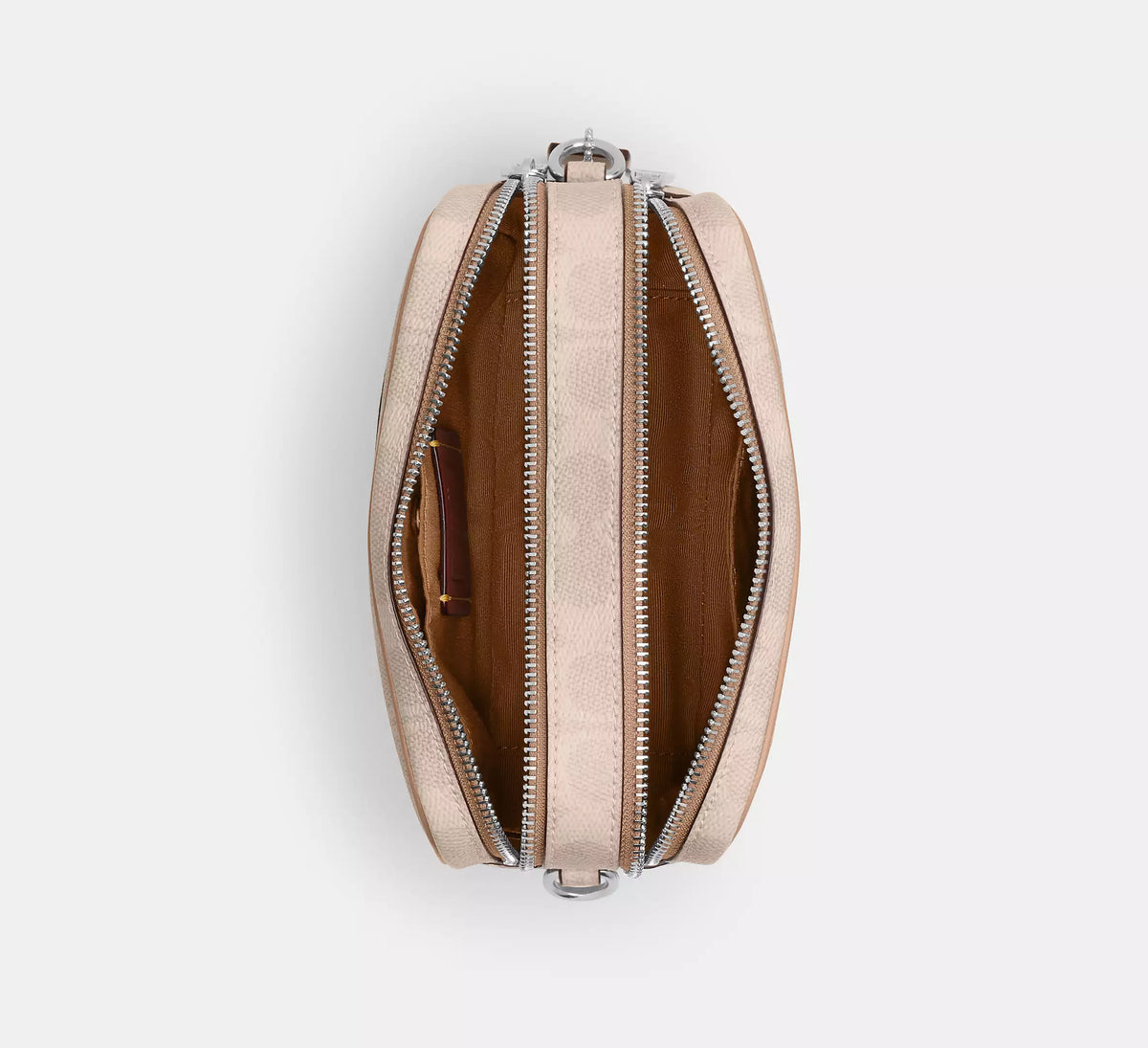 Coach Mini Carey Crossbody Bag In Signature  -  Silver/Sand/Taupe