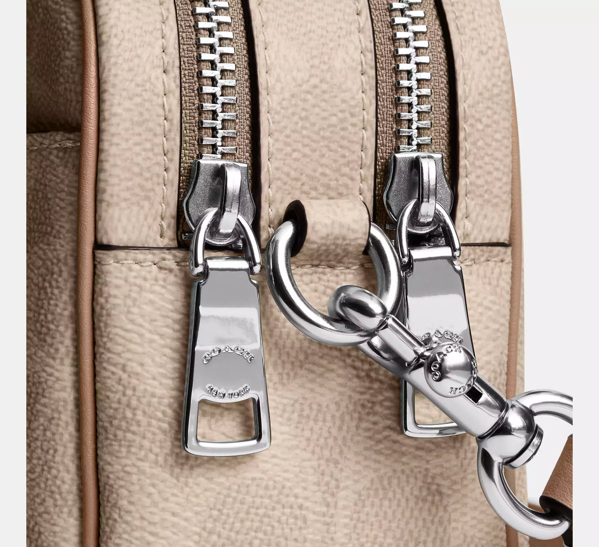 Coach Mini Carey Crossbody Bag In Signature  -  Silver/Sand/Taupe