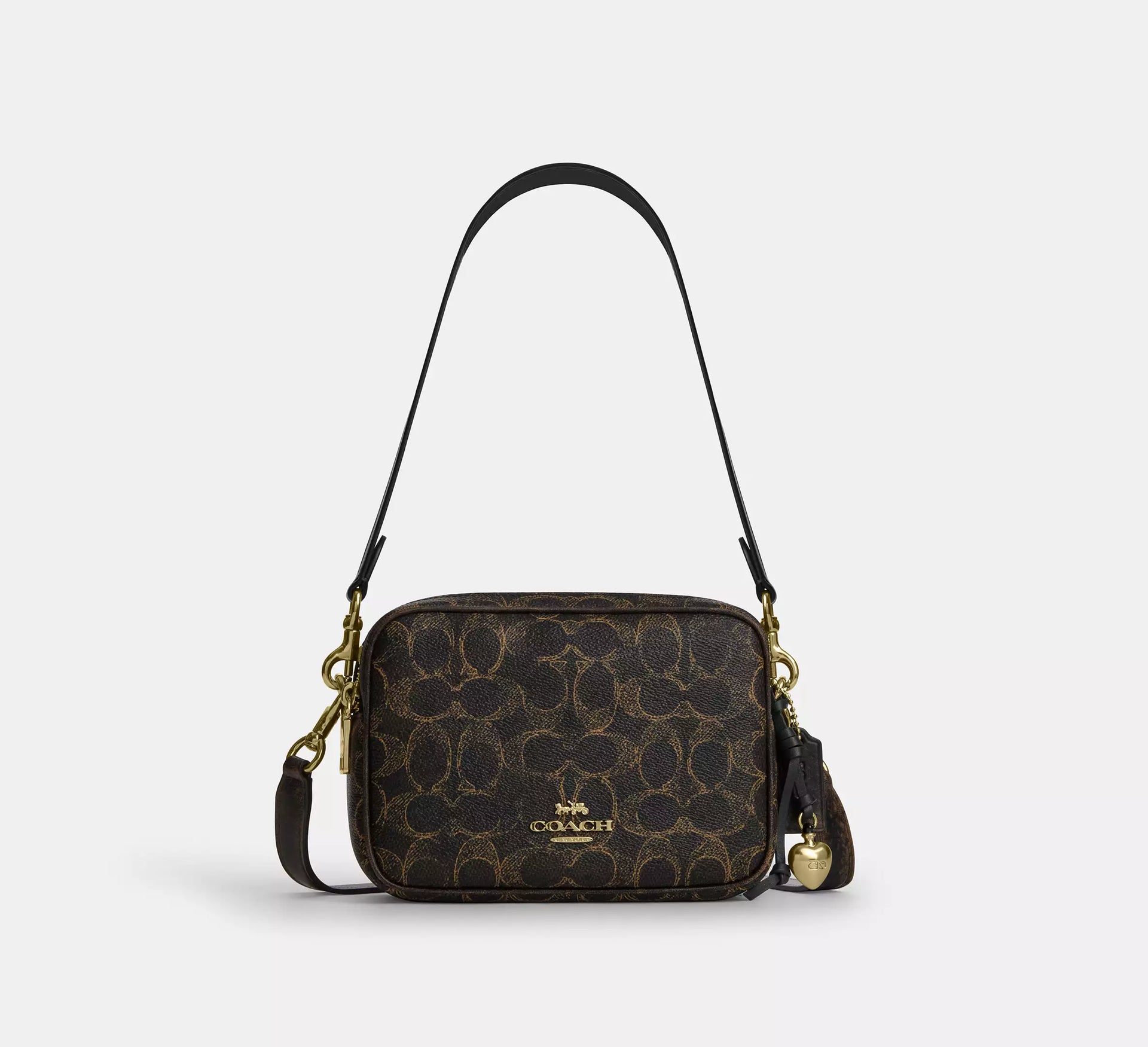 COACH ダークブラウン（ぴぃちゃん） Coach Mini Carey Crossbody Bag In Loved Signature - Gold/Brown