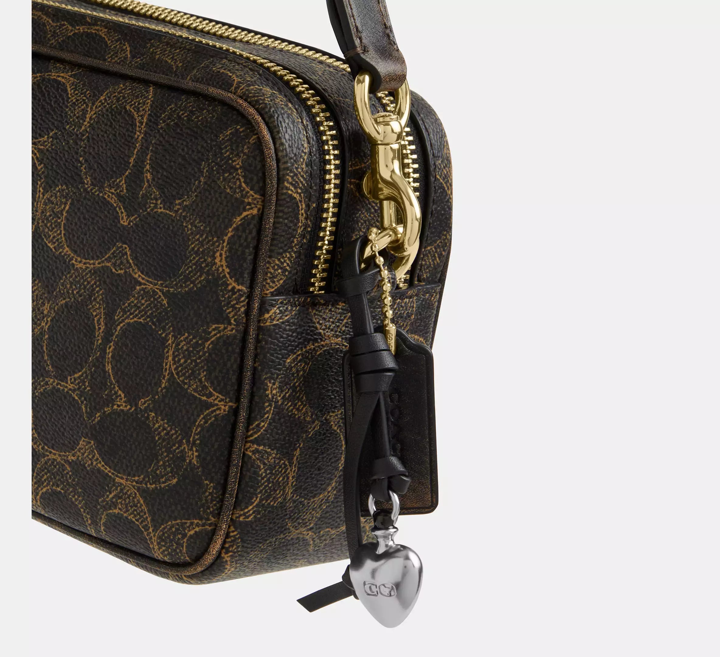 Coach Mini Carey Crossbody Bag In Loved Signature - Gold/Brown