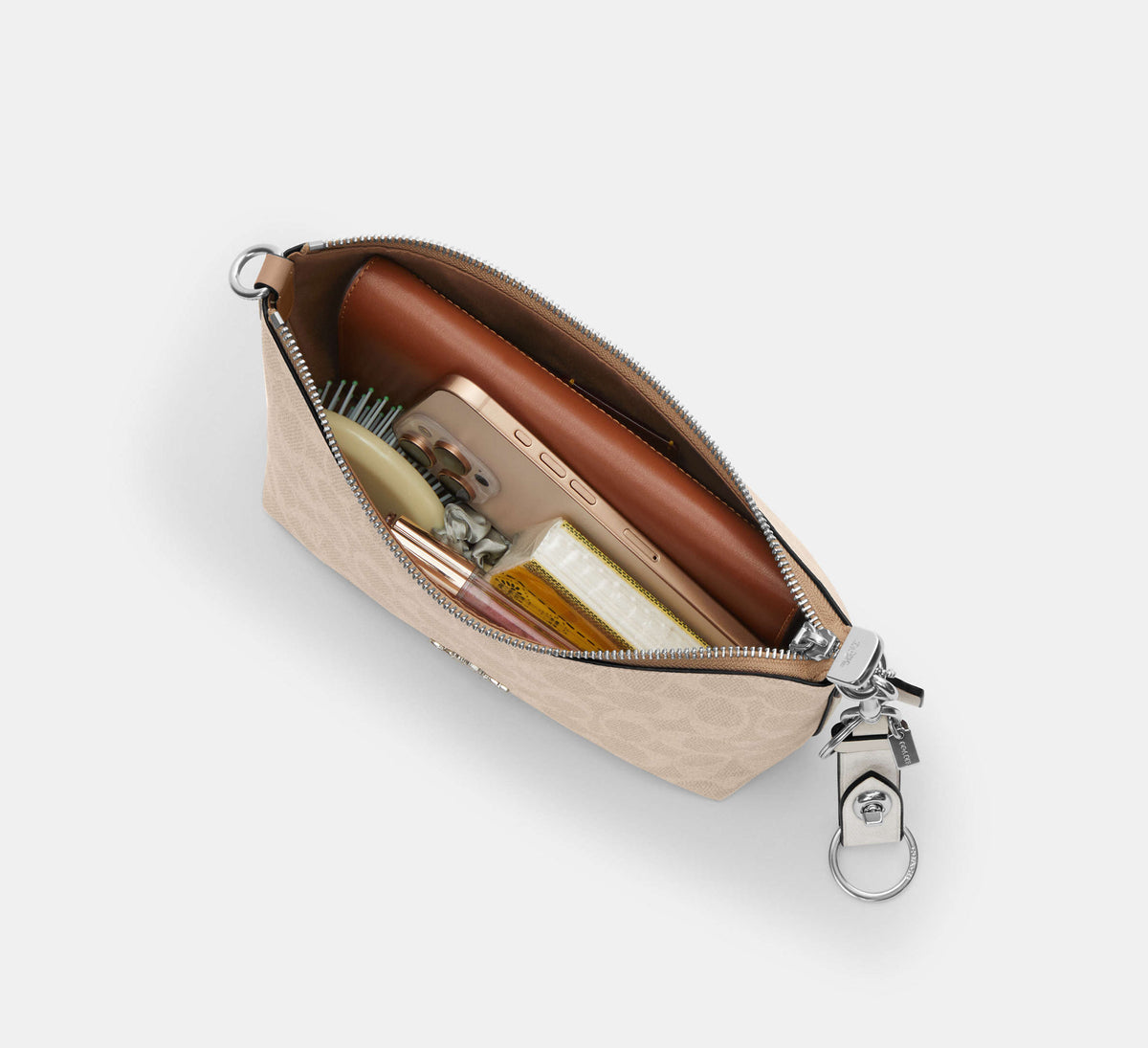 Coach Caitlin Shoulder Bag In Signature Canvas  -  Silver/Sand/Taupe