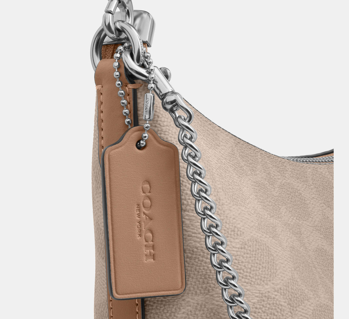 Coach Caitlin Shoulder Bag In Signature Canvas  -  Silver/Sand/Taupe