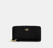 Coach Long Zip Around Wallet With Quilting  - Gold/Black