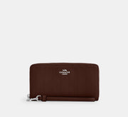 Coach Long Zip Around Wallet With Quilting  - Silver/Maple