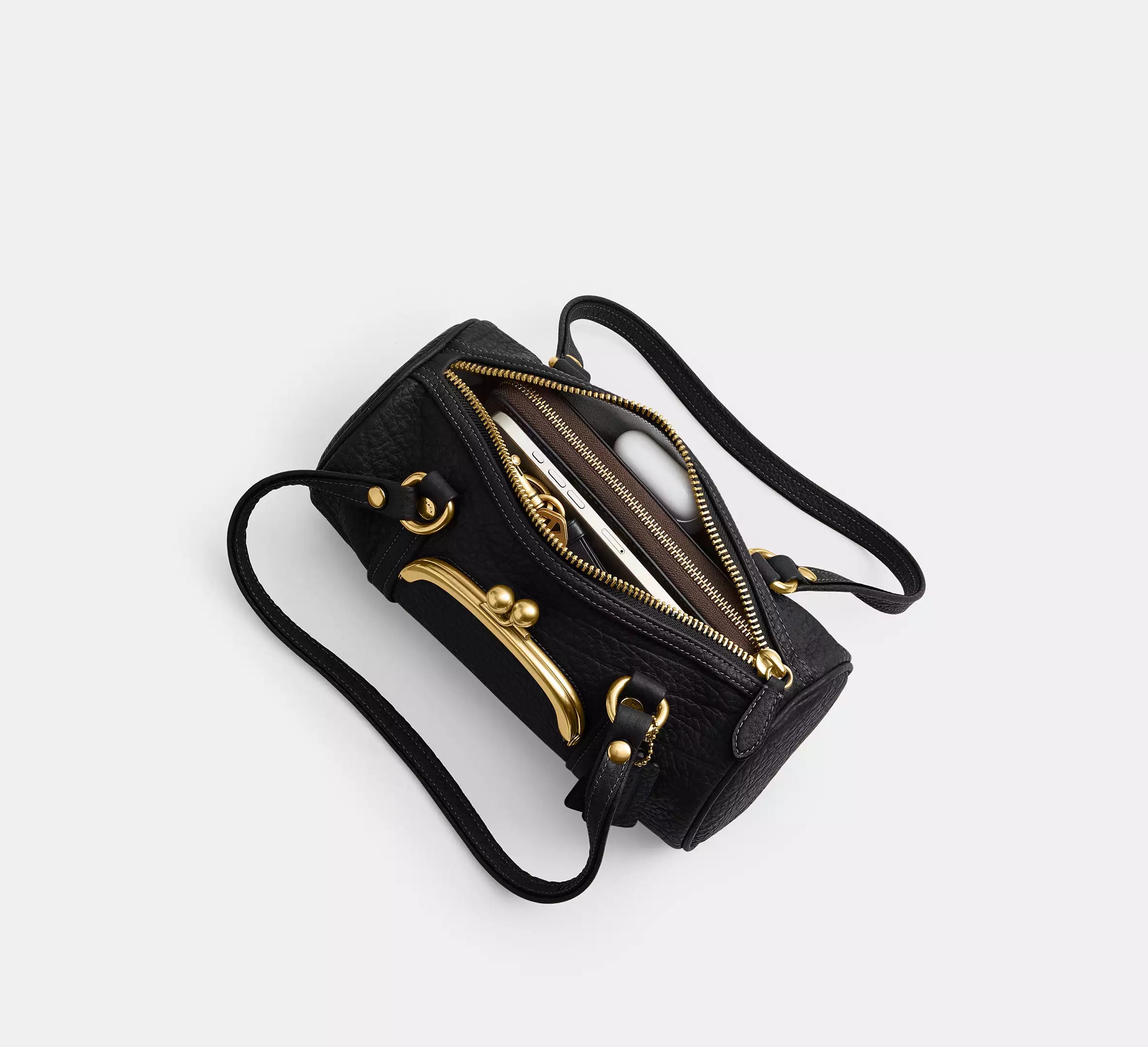 Coach Kisslock Barrel Bag 28 - Brass/Black – Kanadadan Kapına
