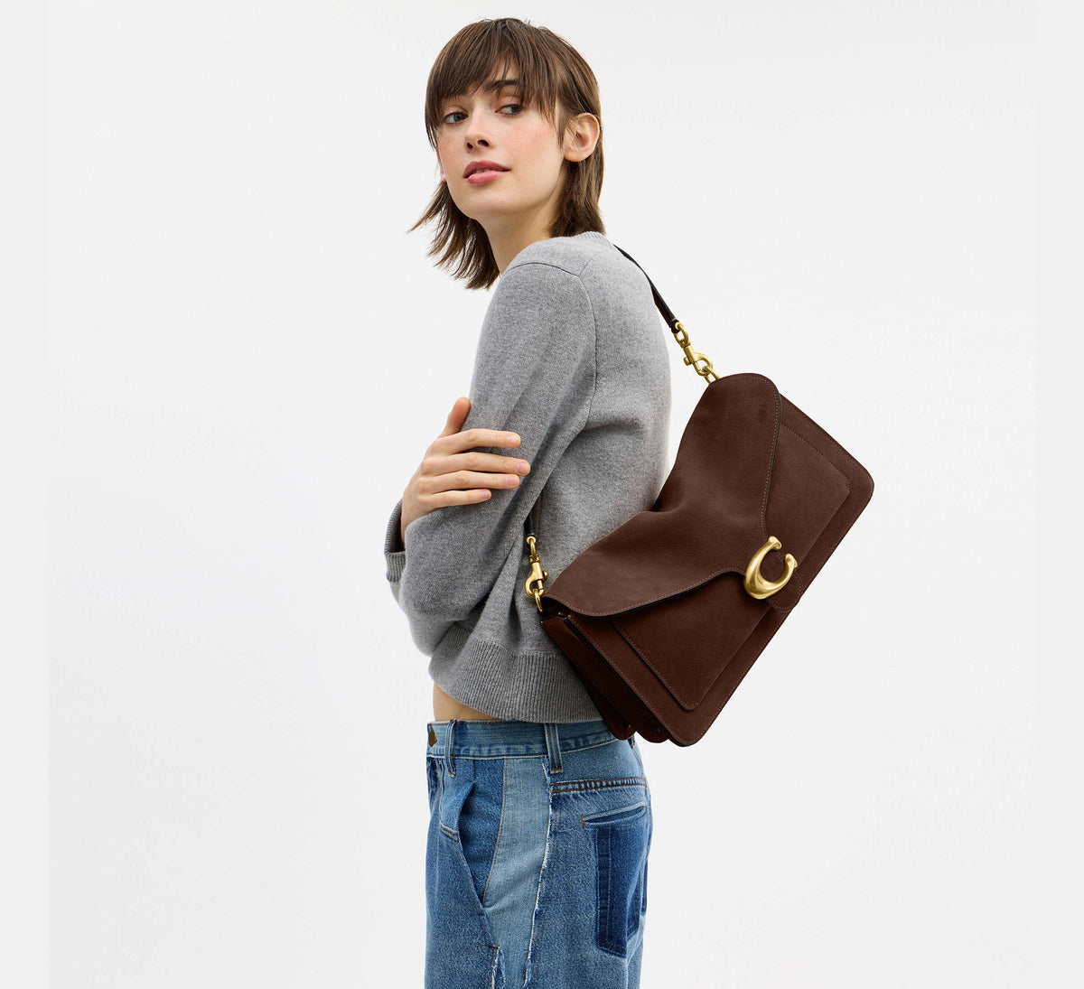 Coach Tabby Shoulder Bag 36 -  Brass/Dark Chocolate