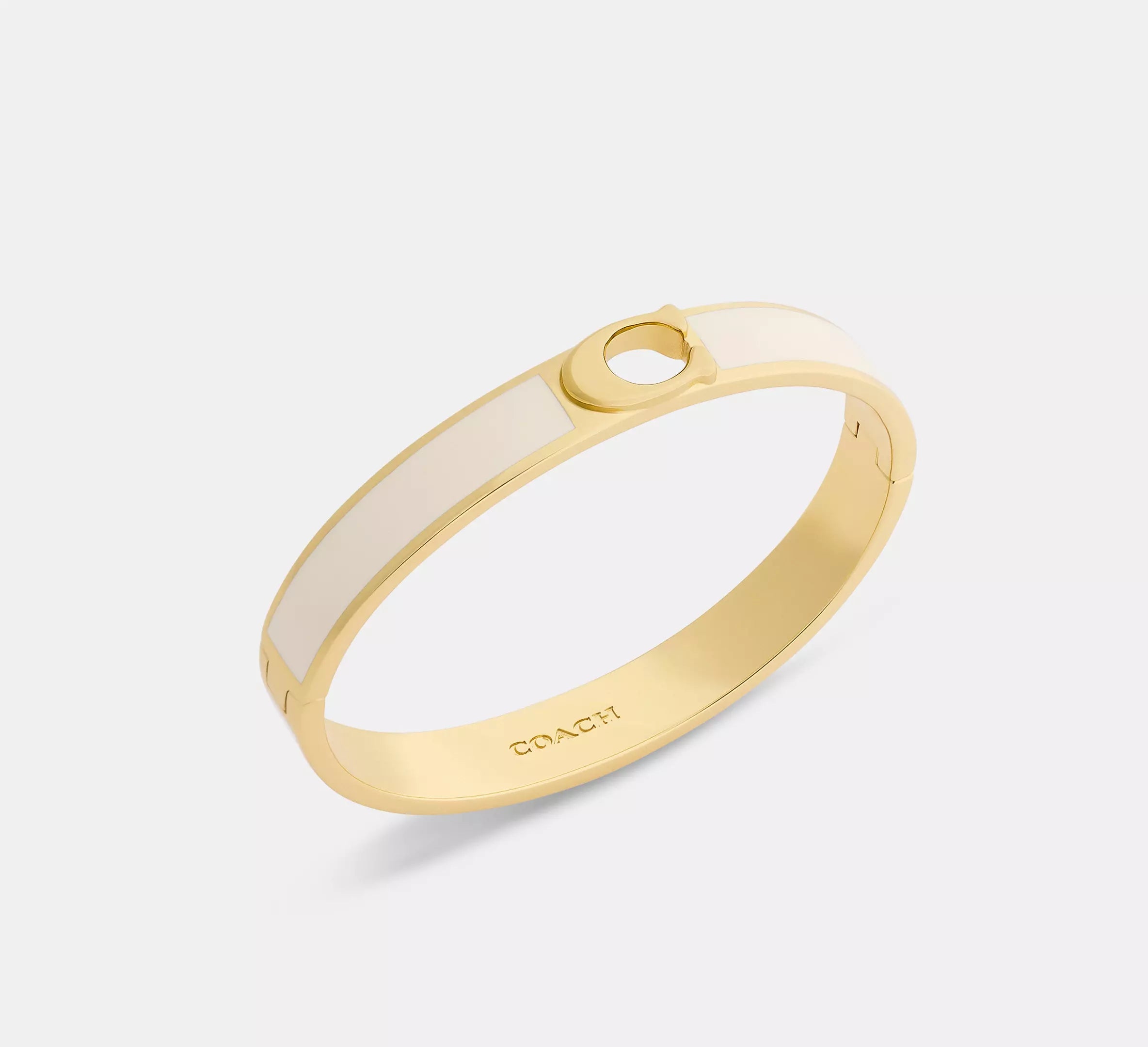 Coach C Hinged Bangle  -  Gold/Chalk