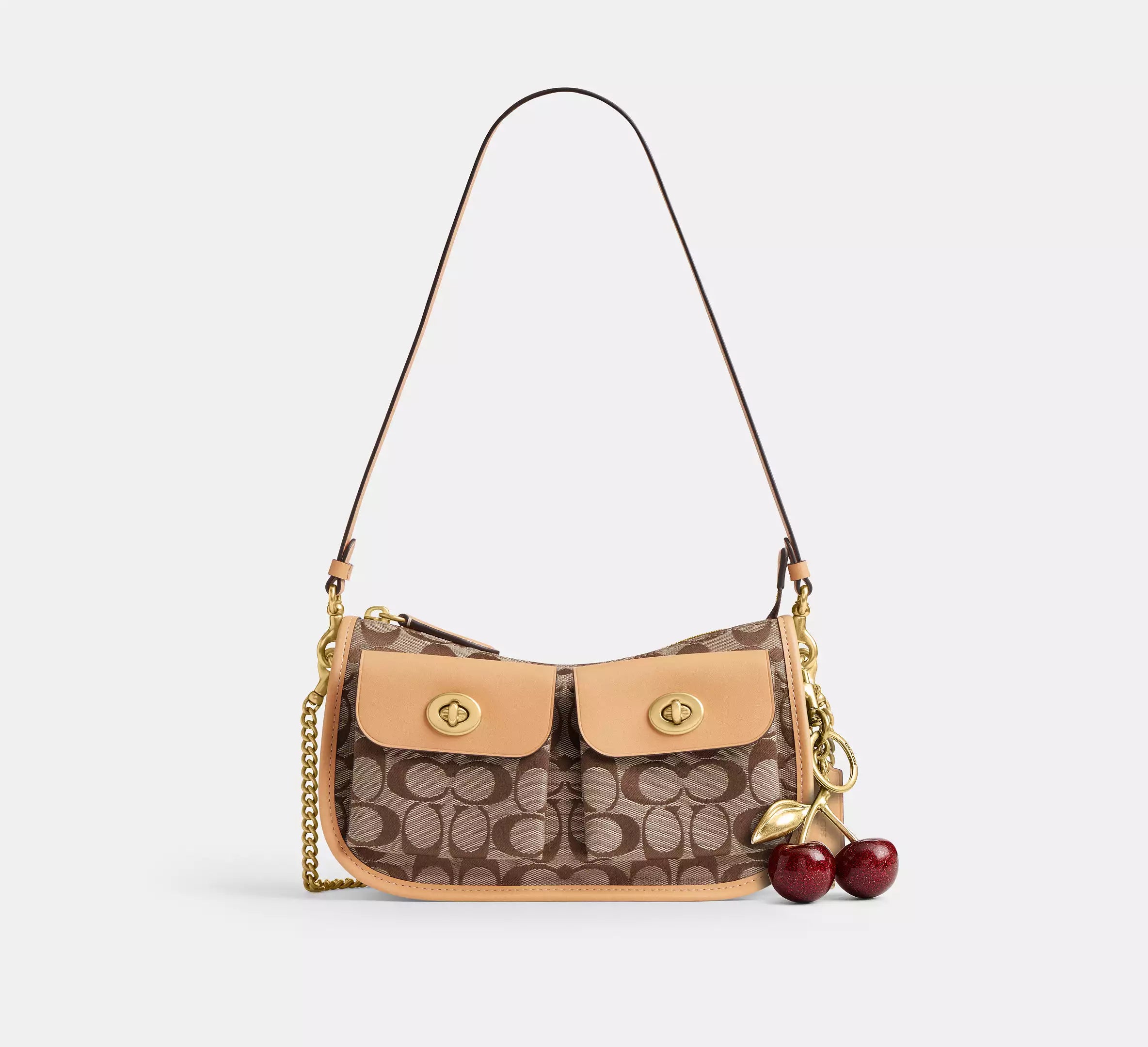 GUCCI CHANEL COACH 収納袋セット Coach Twin Turnlock Waverly Bag In Signature Jacquard - Brass