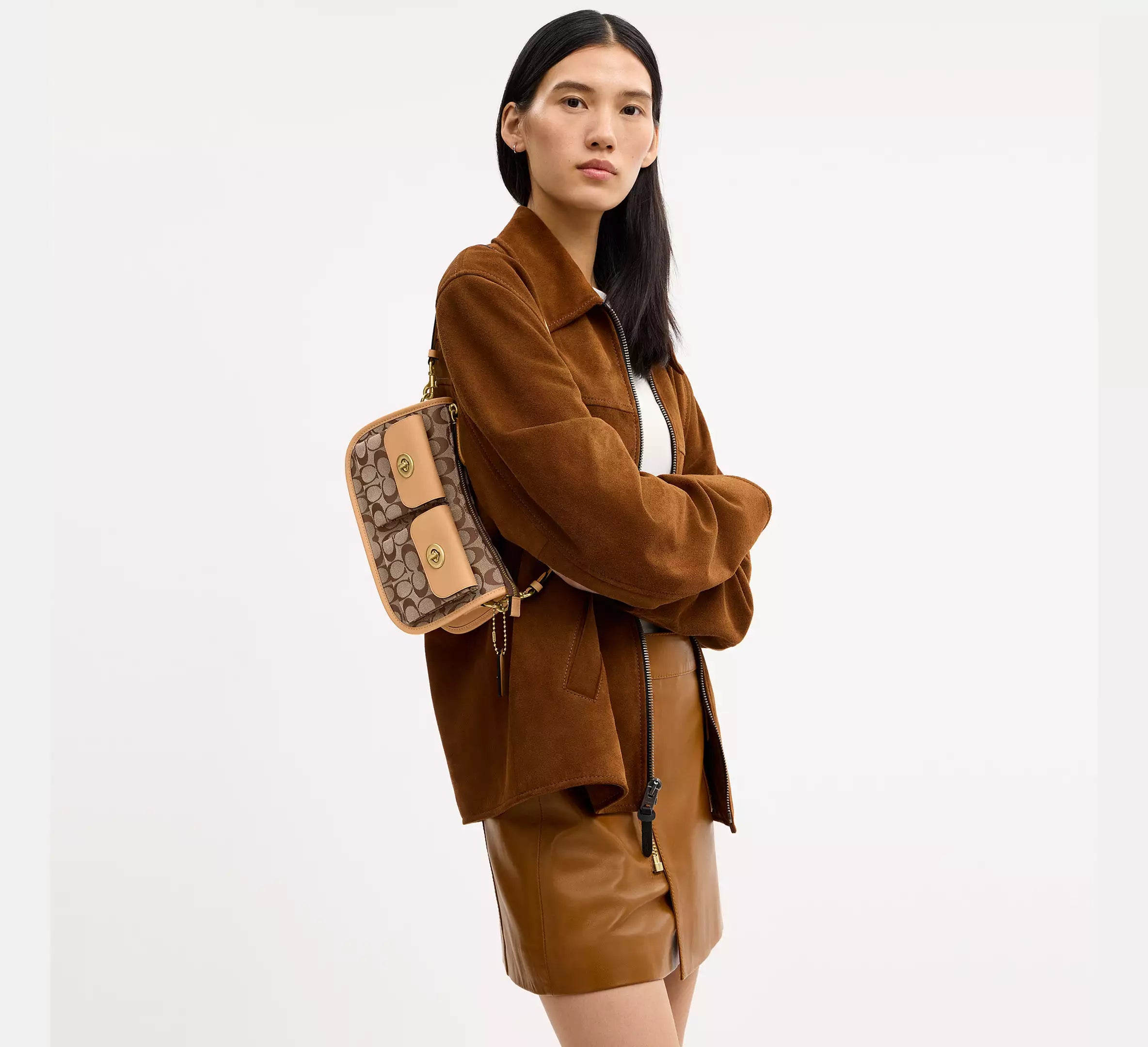 Coach Twin Turnlock Waverly Bag In Signature Jacquard - Brass