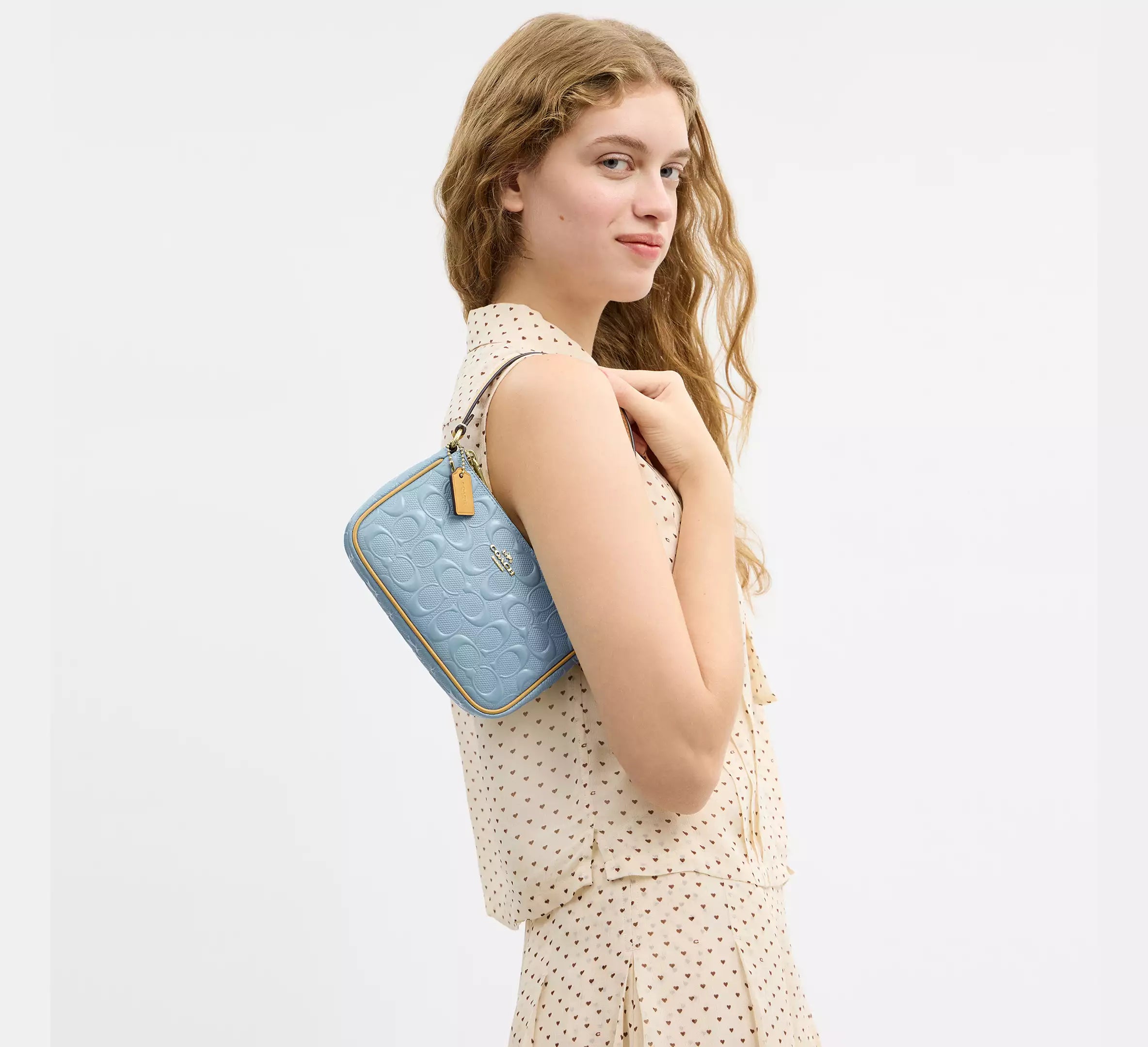 Coach Nolita 19 In Signature Leather With Charms - Gold/Light Blue